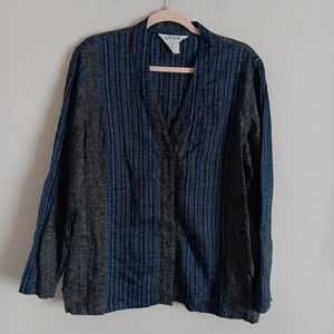 Orvis Striped Linen Blend Tunic Top